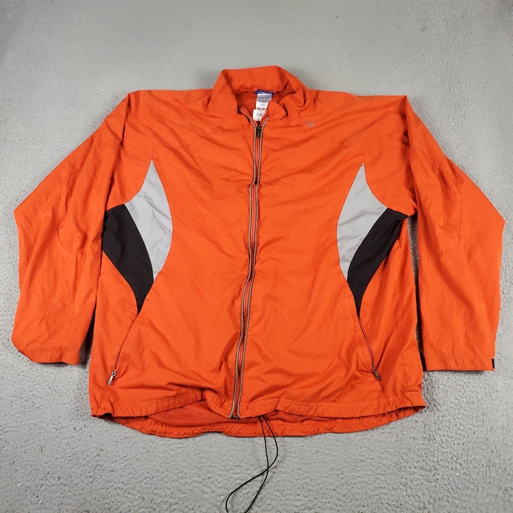 Reebok Mens XL Orange Full Zip Windbreaker Jacket Mesh Lined Activewear 043700